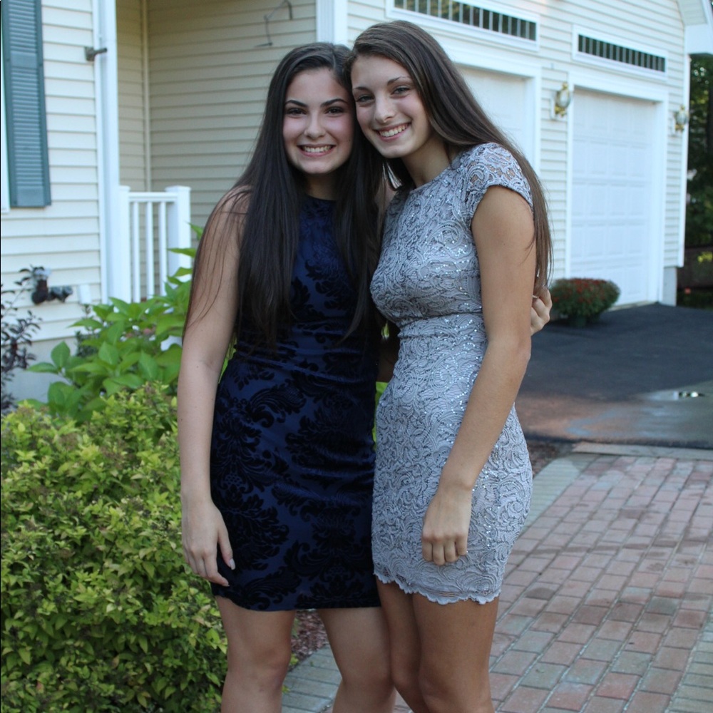 navy blue mid length homecoming dress!!